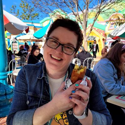 Just posing with a favourite Disneyland snack -- the breakfast chimichanga